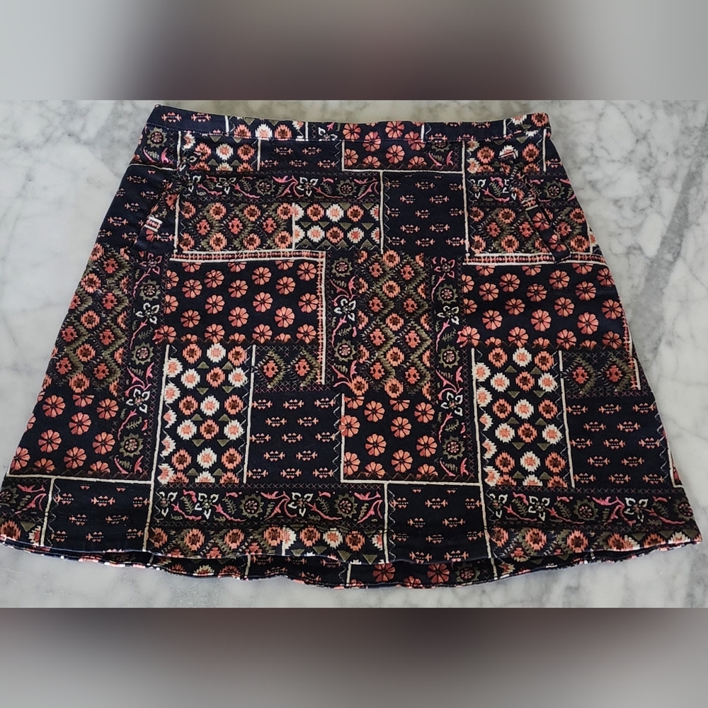 Y2k Hollister Patchwork Mini Skirt Juniors Size 5 Pockets Side Zip
